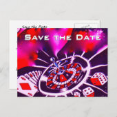 Bewaar de datum Vegas Casino Wedding Paarse Passio Aankondigingskaart (Voorkant / Achterkant)