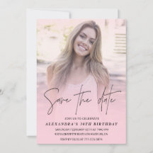 Bewaar de datum Verjaardagsfeest Foto Blush Roze