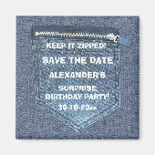 Bewaar de datum Verjaardagsfeestje Houd het Gezipt Magneet (Voorkant)