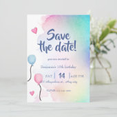 Bewaar de datum verjaardagsuitnodiging save the date (Staand voorkant)