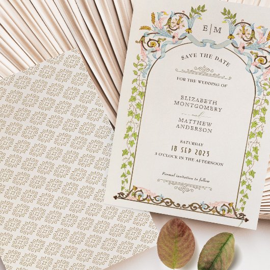 Bewaar de datum Victoriaans Royal Elegance bruilof Kaart