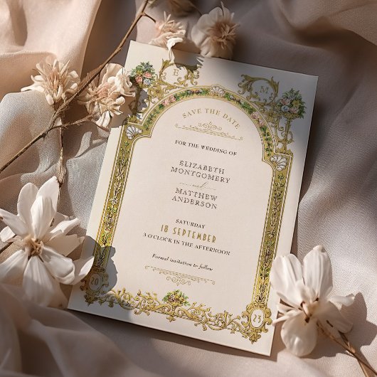 Bewaar de datum Victoriaans Royal Elegance bruilof Kaart