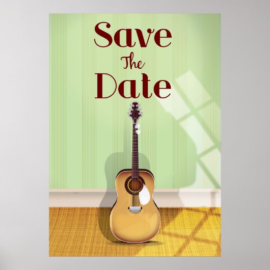 Bewaar de datum vintage akoestische gitaar poster (Voorkant)