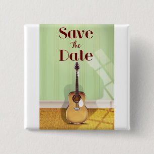 Bewaar de datum vintage akoestische gitaar vierkante button 5,1 cm