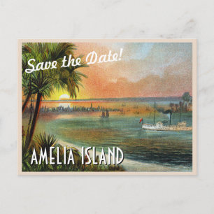 Bewaar de datum Vintage Amelia Island Florida Briefkaart