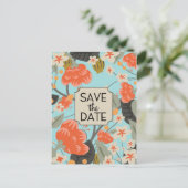 Bewaar de datum vintage bloemmotief briefkaart (Staand voorkant)