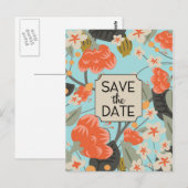Bewaar de datum vintage bloemmotief briefkaart (Voorkant / Achterkant)