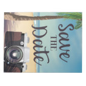 Bewaar de datum vintage Camera en Strand Notitieblok (Voorkant)