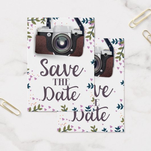 Bewaar de datum Vintage Camera Visitekaartje (Kantoor)