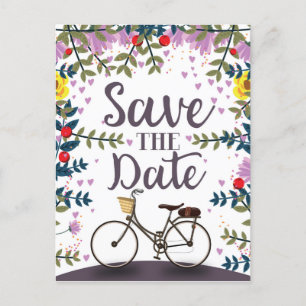 Bewaar de datum vintage fiets briefkaart