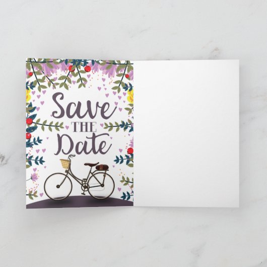 Bewaar de datum vintage fiets notitiekaartje (Binnen)