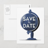 Bewaar de datum vintage globe briefkaart (Voorkant / Achterkant)