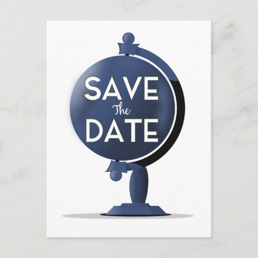 Bewaar de datum vintage globe briefkaart (Voorkant)