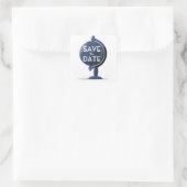Bewaar de datum vintage globe vierkante sticker (Tas)