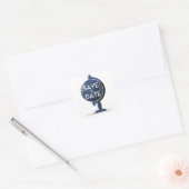 Bewaar de datum vintage globe vierkante sticker (Envelop)