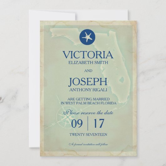 Bewaar de datum - Vintage kaart Florida (Voorkant)