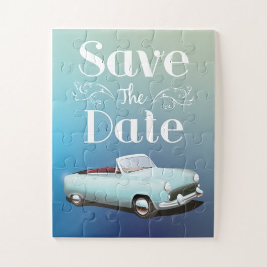 Bewaar de datum Vintage klassieke auto Legpuzzel (Verticaal)