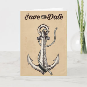 Bewaar de datum vintage Nautical Anchor Notitiekaartje