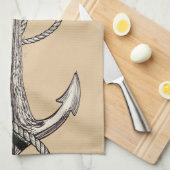 Bewaar de datum vintage Nautical Anchor Theedoek (Quarter Fold)
