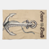 Bewaar de datum vintage Nautical Anchor Theedoek (Horizontaal)