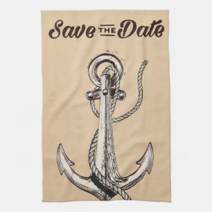 Bewaar de datum vintage Nautical Anchor Theedoek