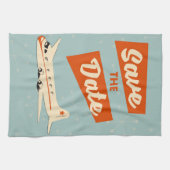 Bewaar de datum vintage reisposter theedoek (Horizontaal)