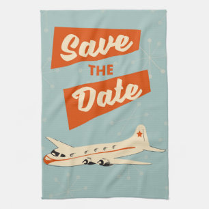 Bewaar de datum vintage reisposter theedoek