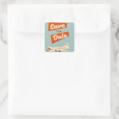 Bewaar de datum vintage reisposter vierkante sticker (Tas)