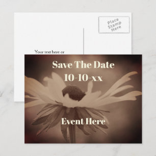 Bewaar de datum vintage sepia Black Eyed Susan Aankondigingskaart