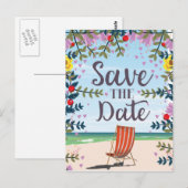 Bewaar de datum vintage strand en dekstoel briefkaart (Voorkant / Achterkant)