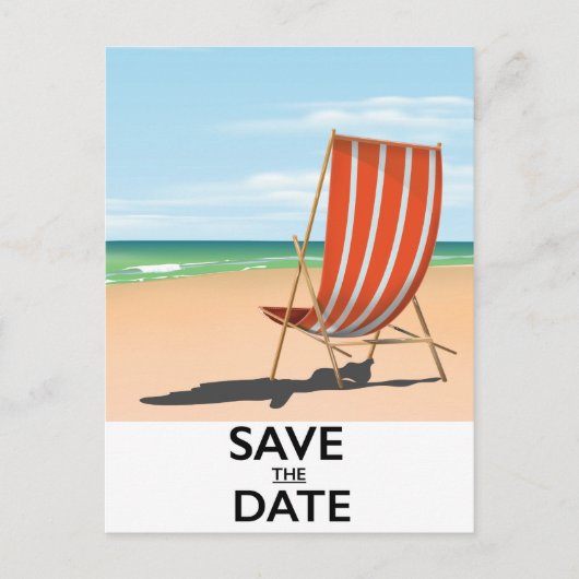 Bewaar de datum vintage strandposter aankondigingskaart (Voorkant)