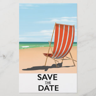 Bewaar de datum vintage strandposter briefpapier