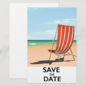Bewaar de datum vintage strandposter briefpapier (Voorkant / Achterkant)
