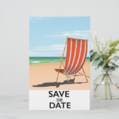 Bewaar de datum vintage strandposter briefpapier (Staand voorkant)