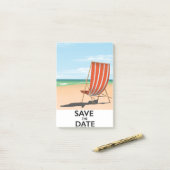 Bewaar de datum vintage strandposter post-it® notes (Op bureau)
