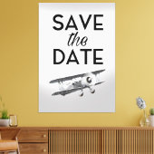 Bewaar de datum vintage vliegtuig canvas afdruk (Insitu (Woonkamer))