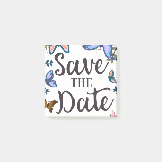 Bewaar de datum Vintage Vlinders. Post-it® Notes (Voorkant)