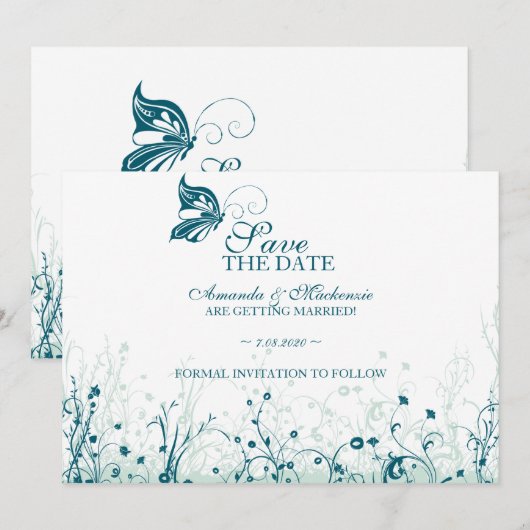 Bewaar de datum ~ Vlindertuin 6 Save The Date (Voorkant / Achterkant)