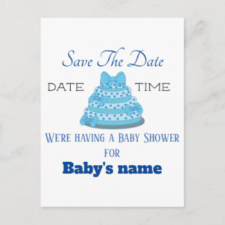 Bewaar de datum voor baby boy shower ansichtkaart briefkaart