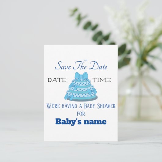 Bewaar de datum voor babyshower ansichtkaart voor  briefkaart (Staand voorkant)