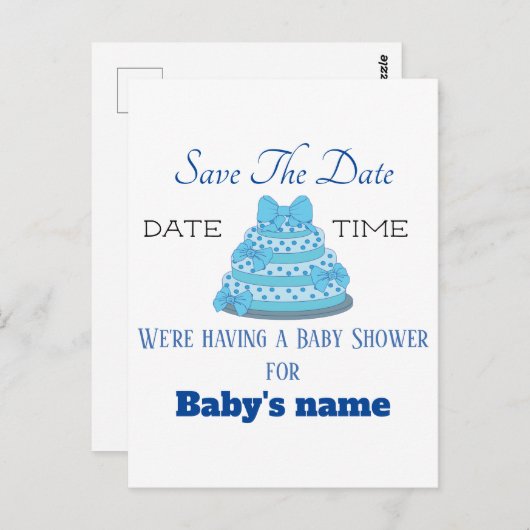 Bewaar de datum voor babyshower ansichtkaart voor  briefkaart (Voorkant / Achterkant)