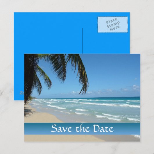 Bewaar de datum voor Beach Wedding Aankondigingskaart (Voorkant / Achterkant)