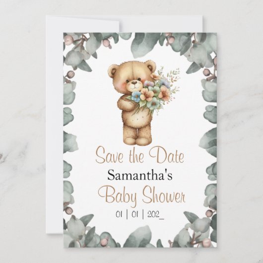 Bewaar de datum voor een Beary Schattige Baby show Kaart (Voorkant)