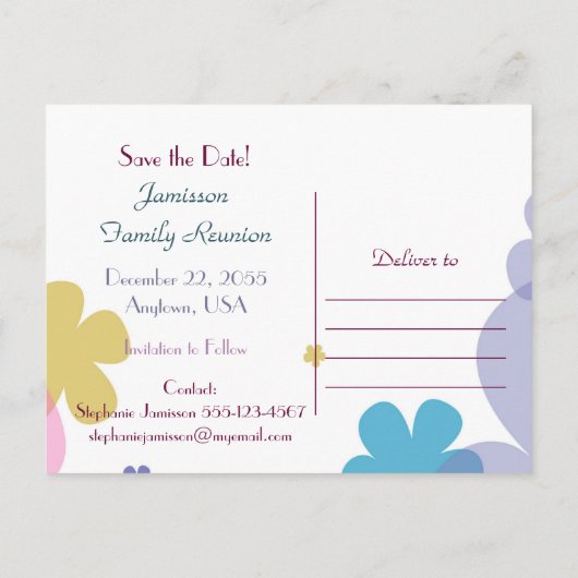 Bewaar de datum voor het Briefkaart van gezinshere (Achterkant)