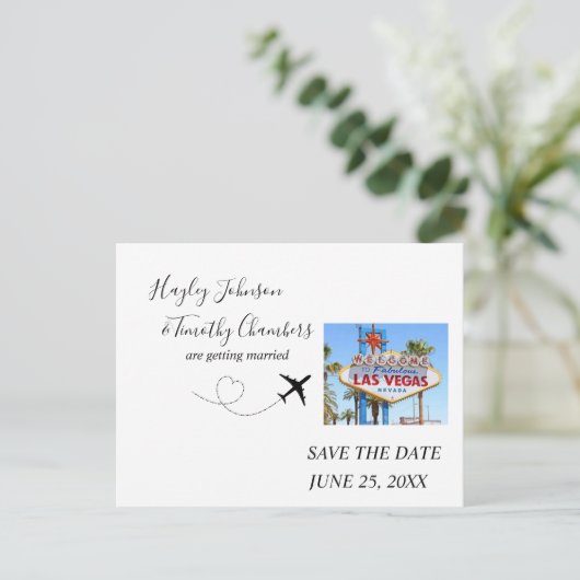 Bewaar de datum voor het huwelijk in Las Vegas, Ne Feestdagenkaart (Staand voorkant)