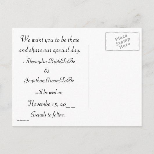 Bewaar de datum voor onze bruiloft Flip Flop Sanda Aankondigingskaart (Achterkant)