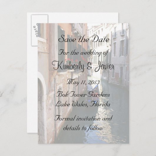 Bewaar de datum voor Venetiaans thema Aankondigingskaart (Voorkant / Achterkant)