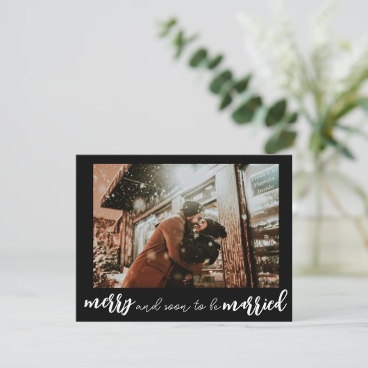 Bewaar de datum, vrolijk en binnenkort getrouwd Fo Feestdagenkaart (Staand voorkant)