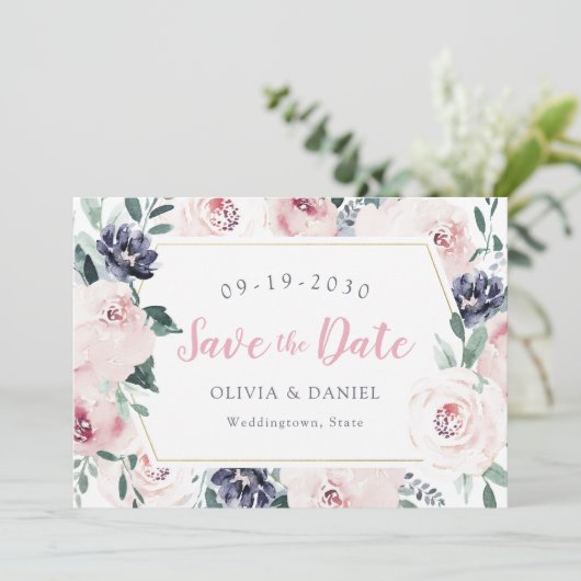 Bewaar de datum waarop de botanische bloesem wordt save the date (Staand voorkant)