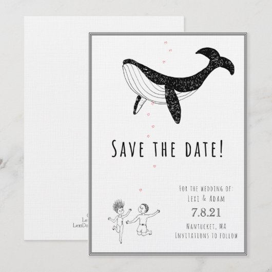 Bewaar de datum - Walvissen verliefd Save The Date (Voorkant / Achterkant)